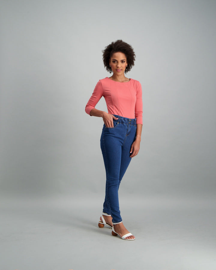 Ladies-3 Quarter Sleeve Bodysuit Dusty Pink