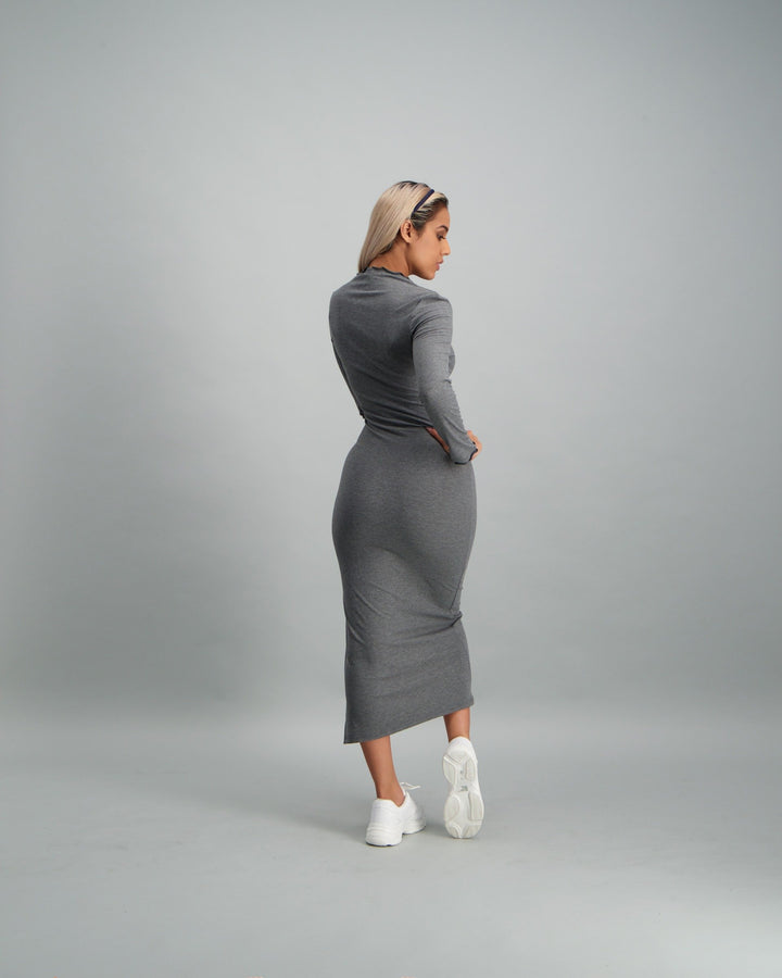 Ladies-Long Sleeve Slit Rib Dress