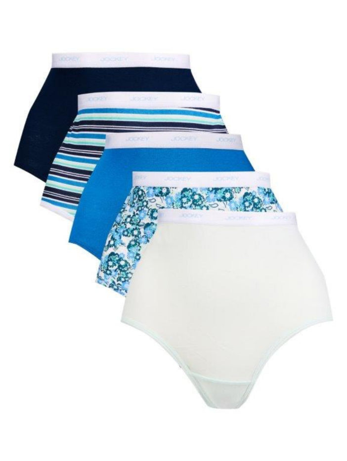 5 Pack Classic Cotton Brief Panties - Orchid/Stripe/Pink