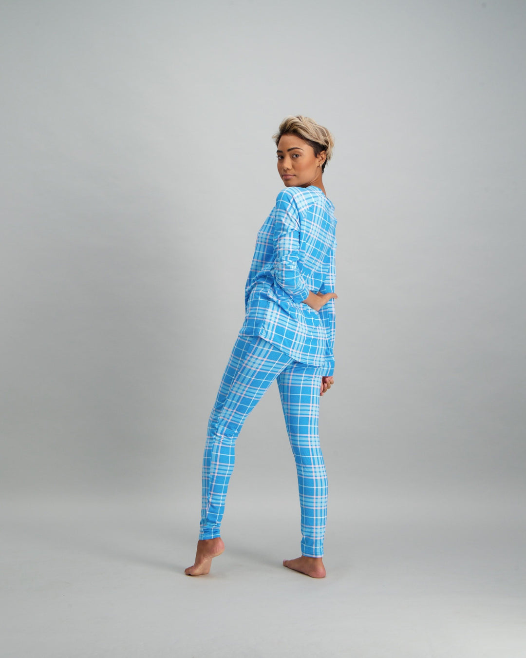 Ladies Print Slogan Pyjama Set - Blue