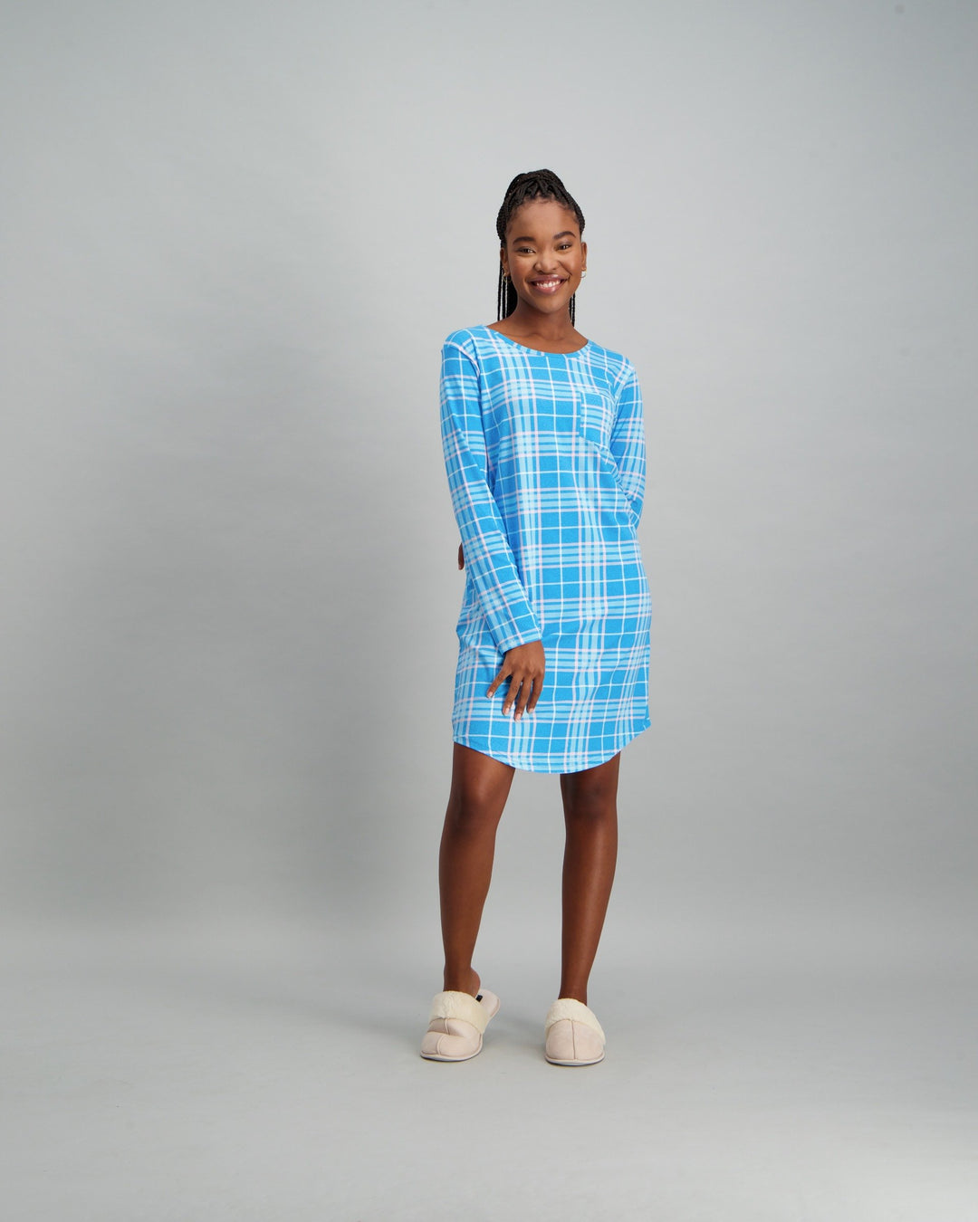 Ladies Print Pyjama Sleepshirt - Blue