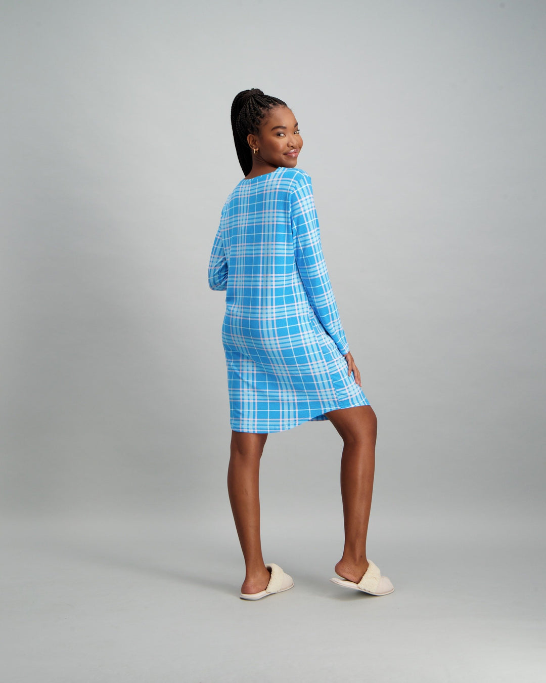 Ladies Print Pyjama Sleepshirt - Blue