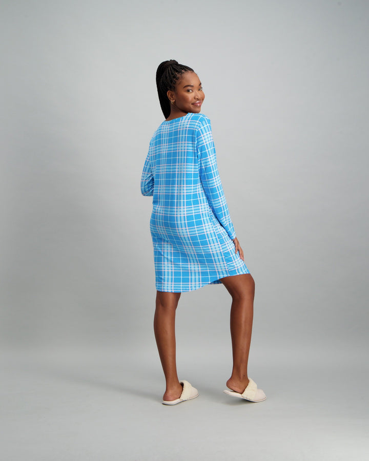 Ladies Print Pyjama Sleepshirt - Blue