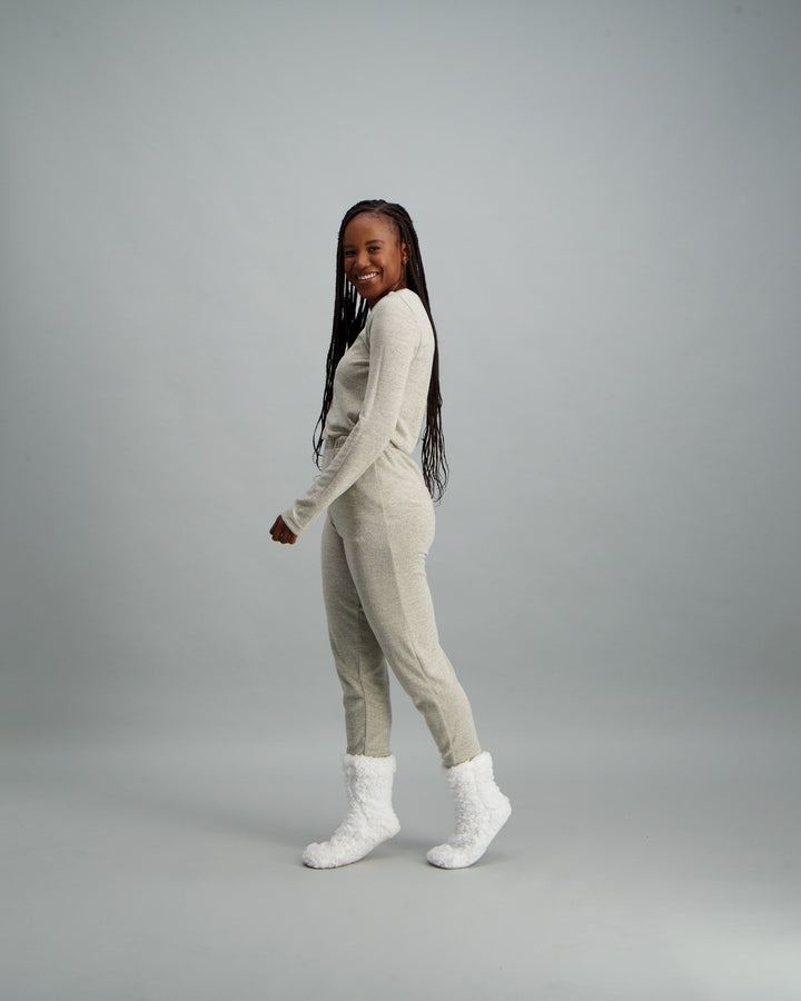 Ladies Cut & Sew Sleepwear Set - Oatmeal