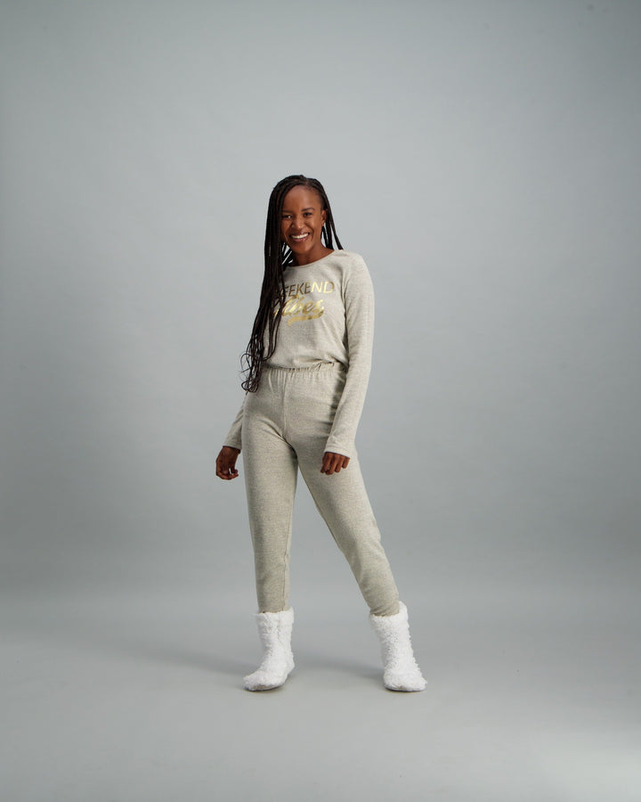 Ladies Cut & Sew Sleepwear Set - Oatmeal
