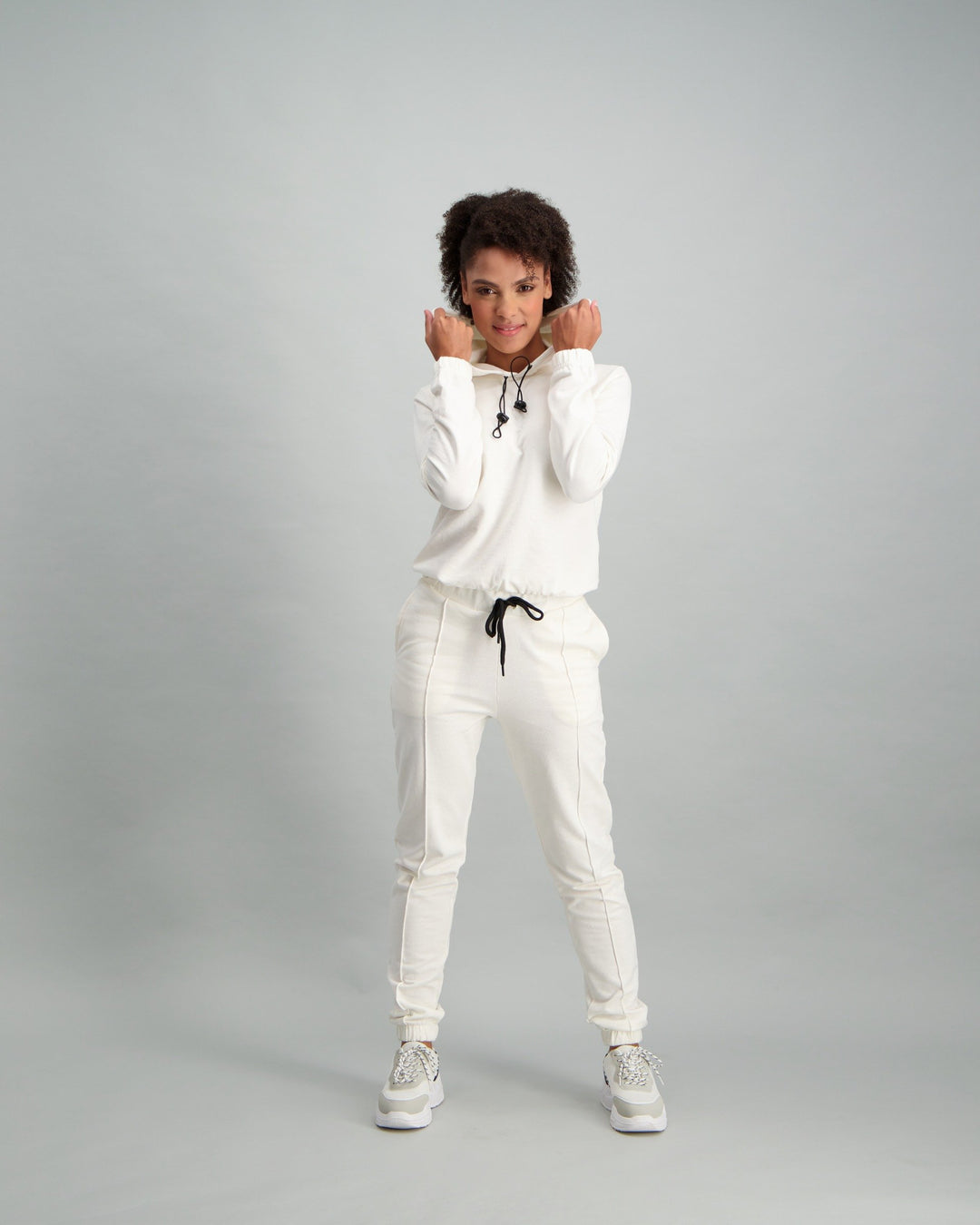 Ladies Fleece Track Pant - Cream