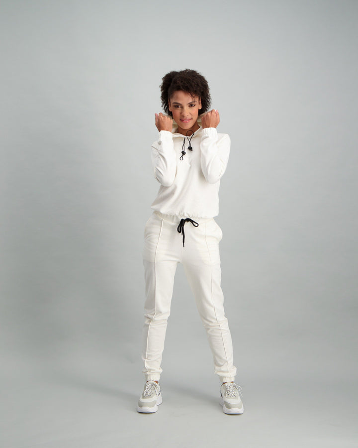 Ladies Fleece Track Pant - Cream