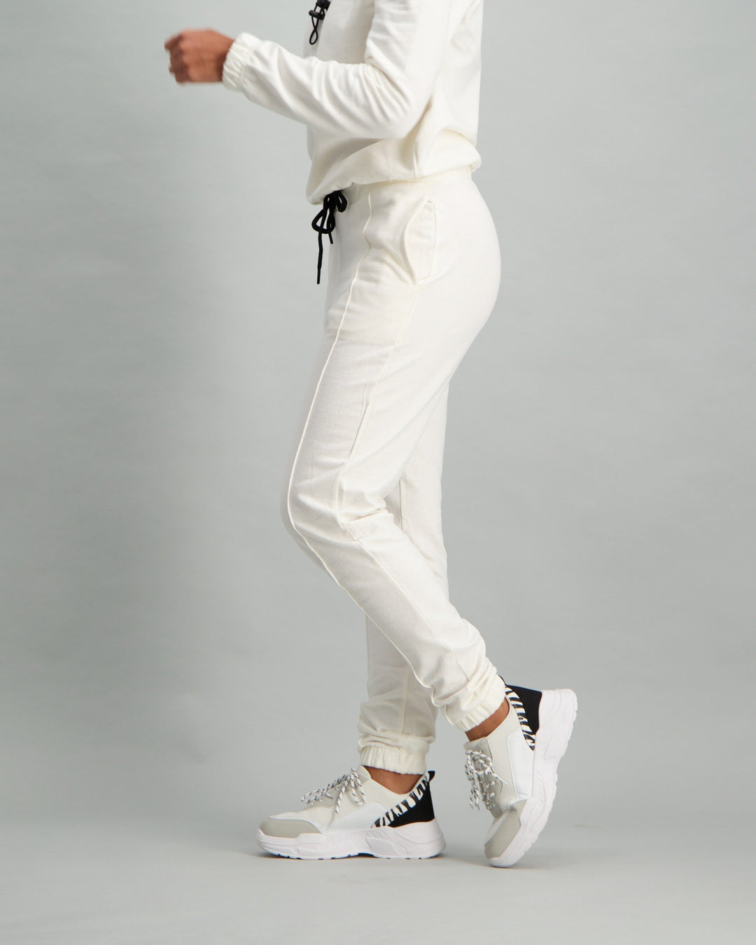 Ladies Fleece Track Pant - Cream