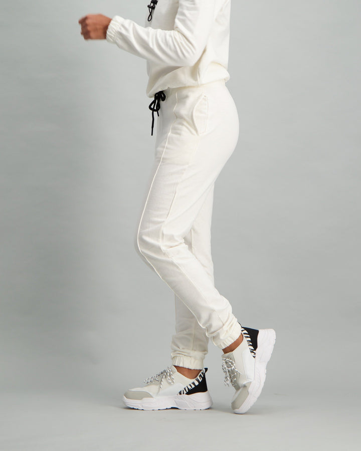 Ladies Fleece Track Pant - Cream