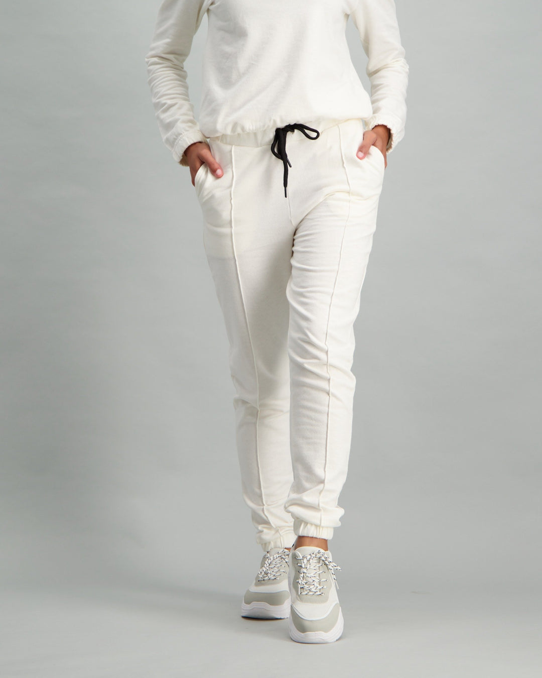 Ladies Fleece Track Pant - Cream