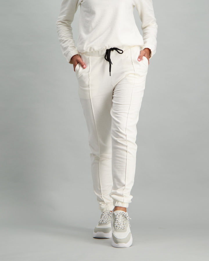 Ladies Fleece Track Pant - Cream