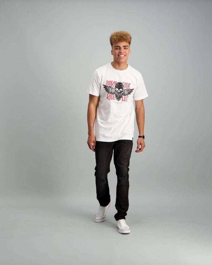Men's Born Ride Print T-Shirt White