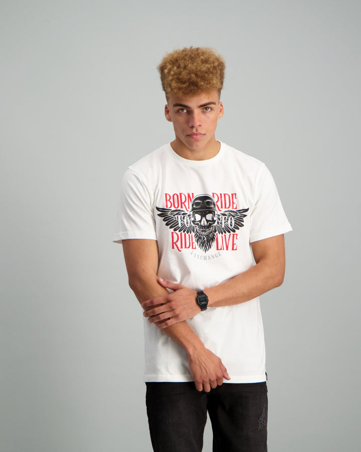 Men's Born Ride Print T-Shirt White