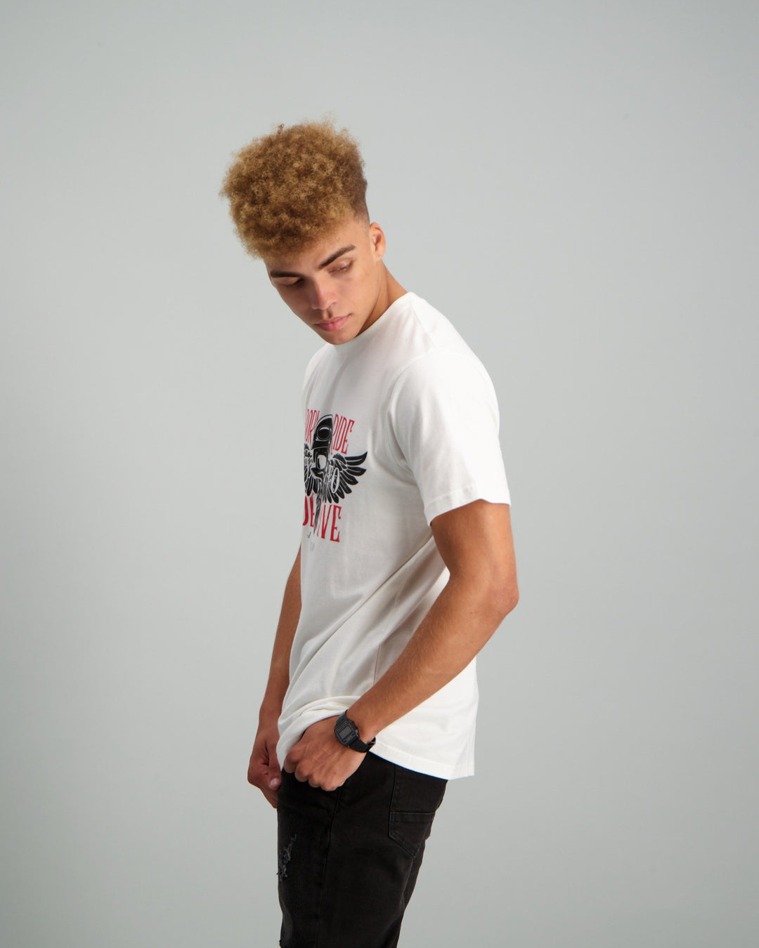 Men's Born Ride Print T-Shirt White