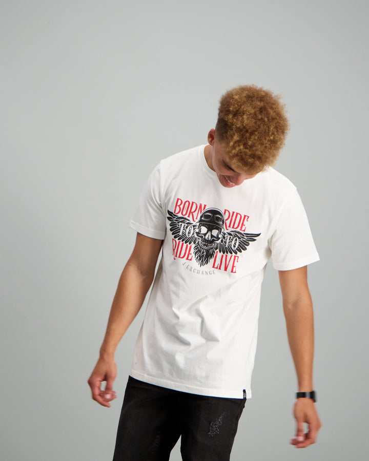 Men's Born Ride Print T-Shirt White