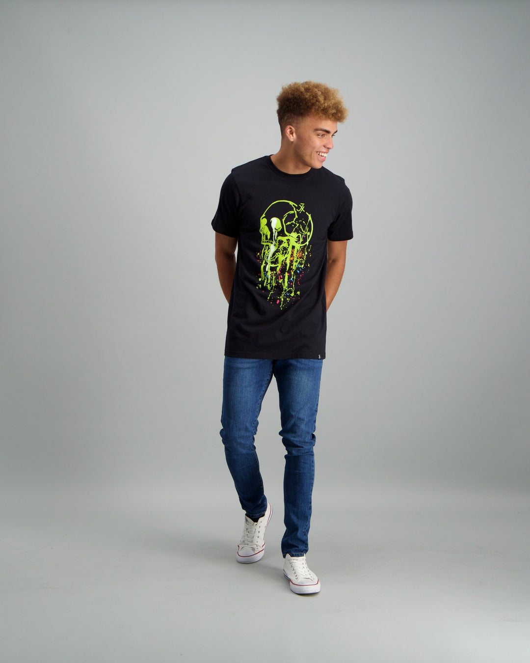 Men's Slime Skull Print T-Shirt Black