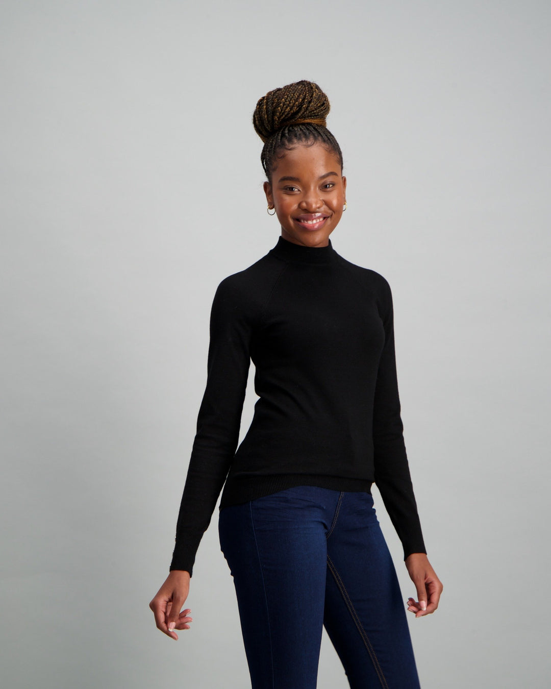 Ladies Ladies-Long Sleeve Raglan Turtle Neck Pull Over Black – Edgars