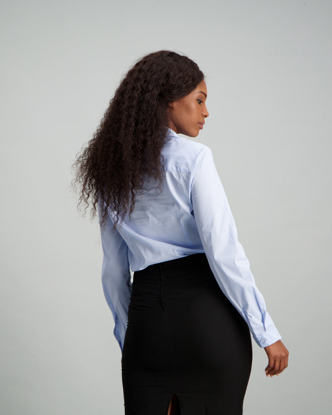 Ladies Long Sleeve Cotton Work Shirt - Bluebell