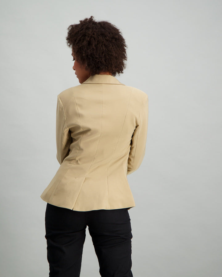 Ladies Lined Fashion Blazer - Camel