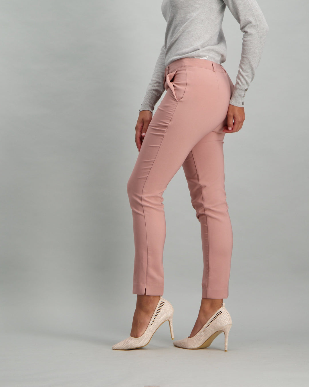 Ladies Slit Hem Suit Ankle Grazer - Pink