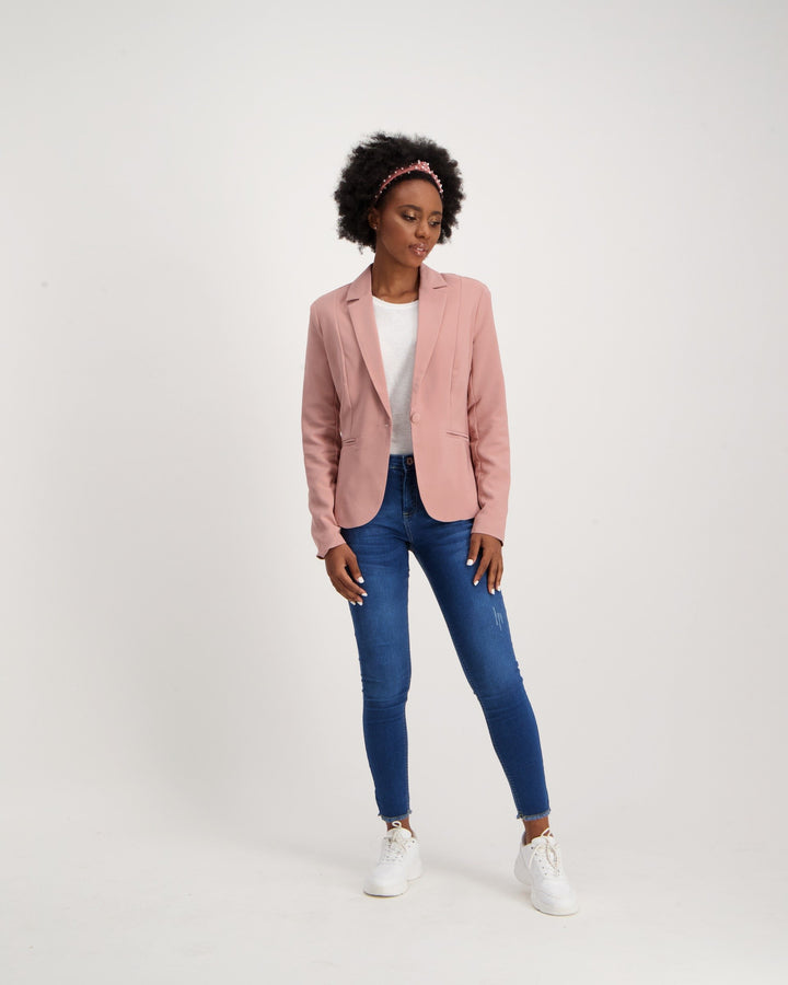 Ladies-Lined Fashion Blazer - Pink