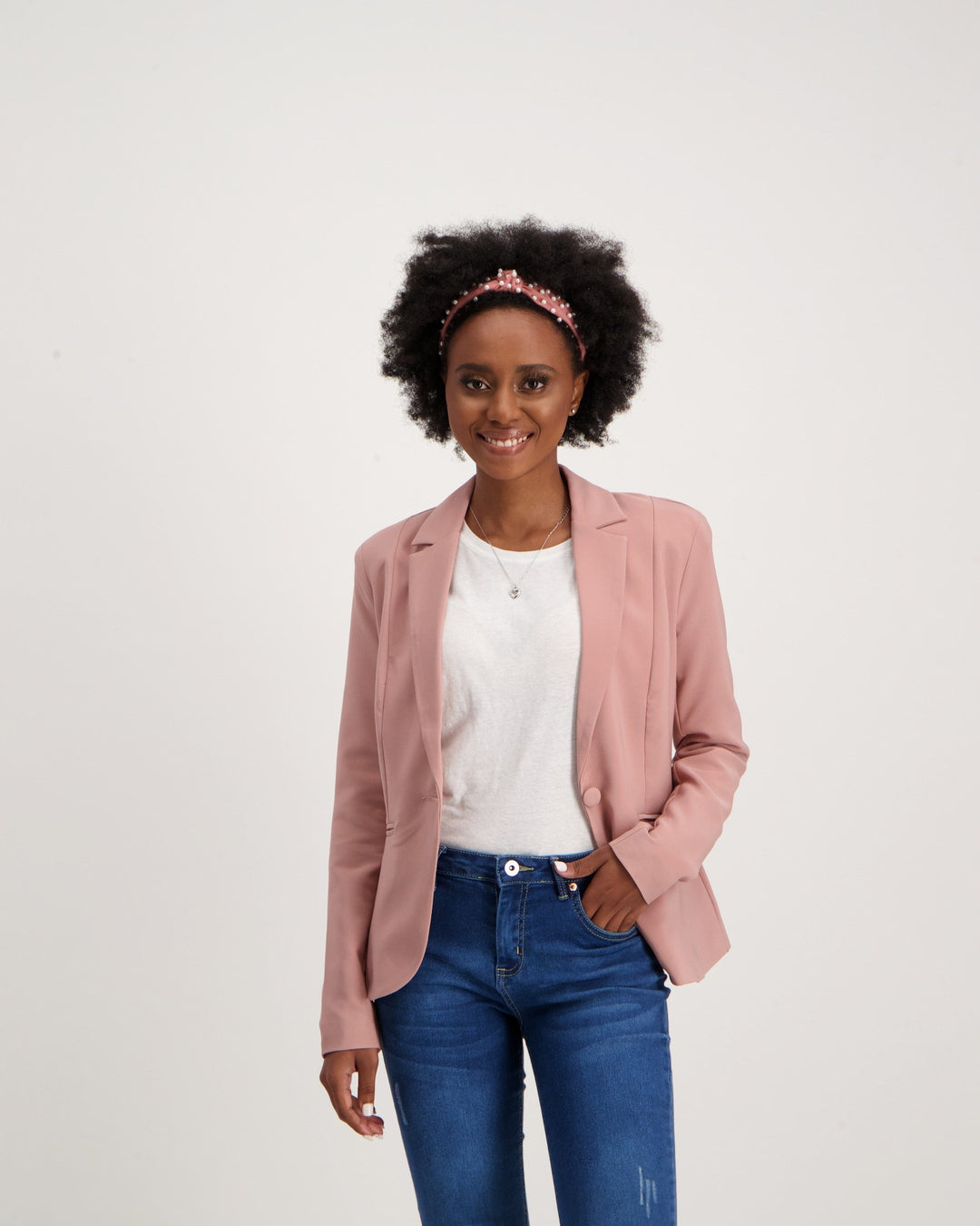 Ladies-Lined Fashion Blazer - Pink