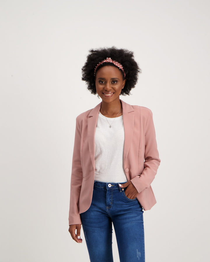 Ladies-Lined Fashion Blazer - Pink