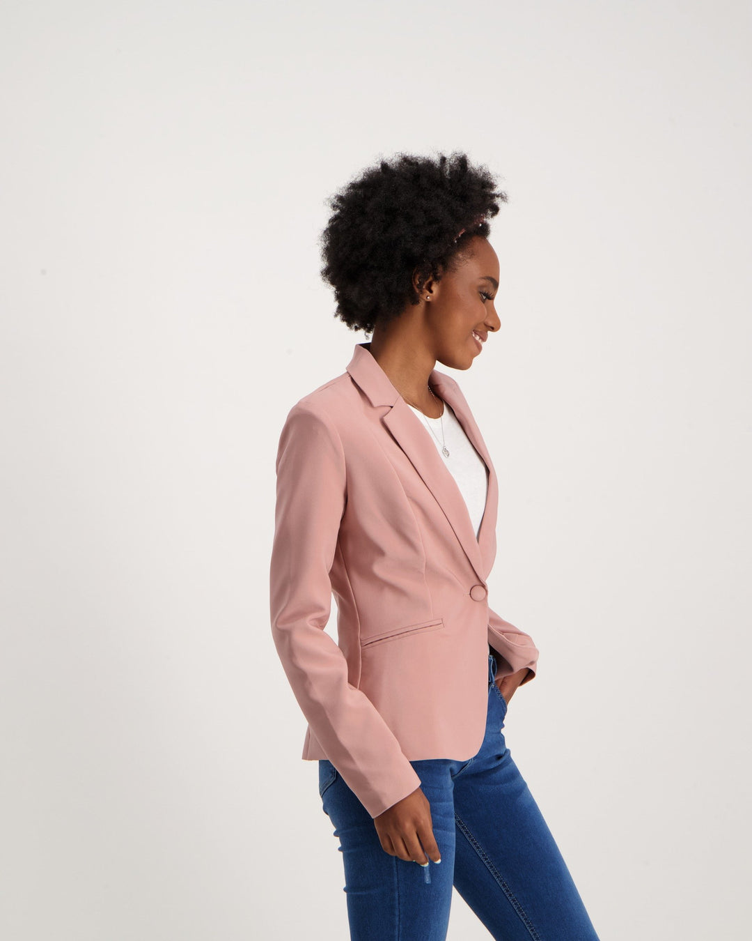 Ladies-Lined Fashion Blazer - Pink