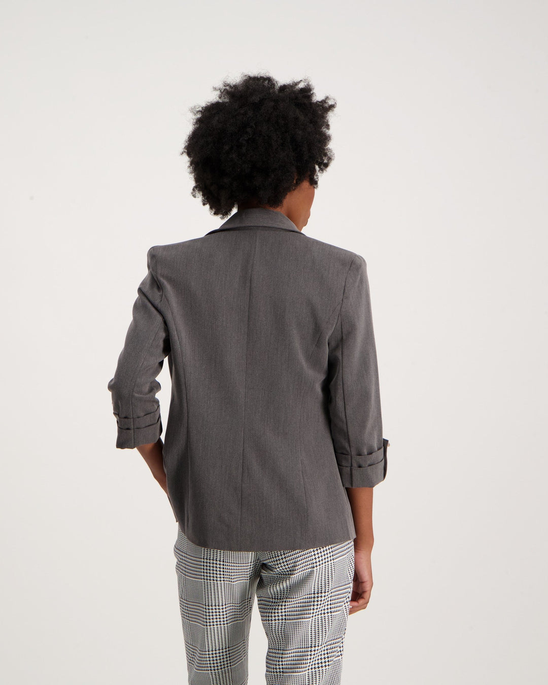 Ladies Sleeve Tab Blazer-Grey