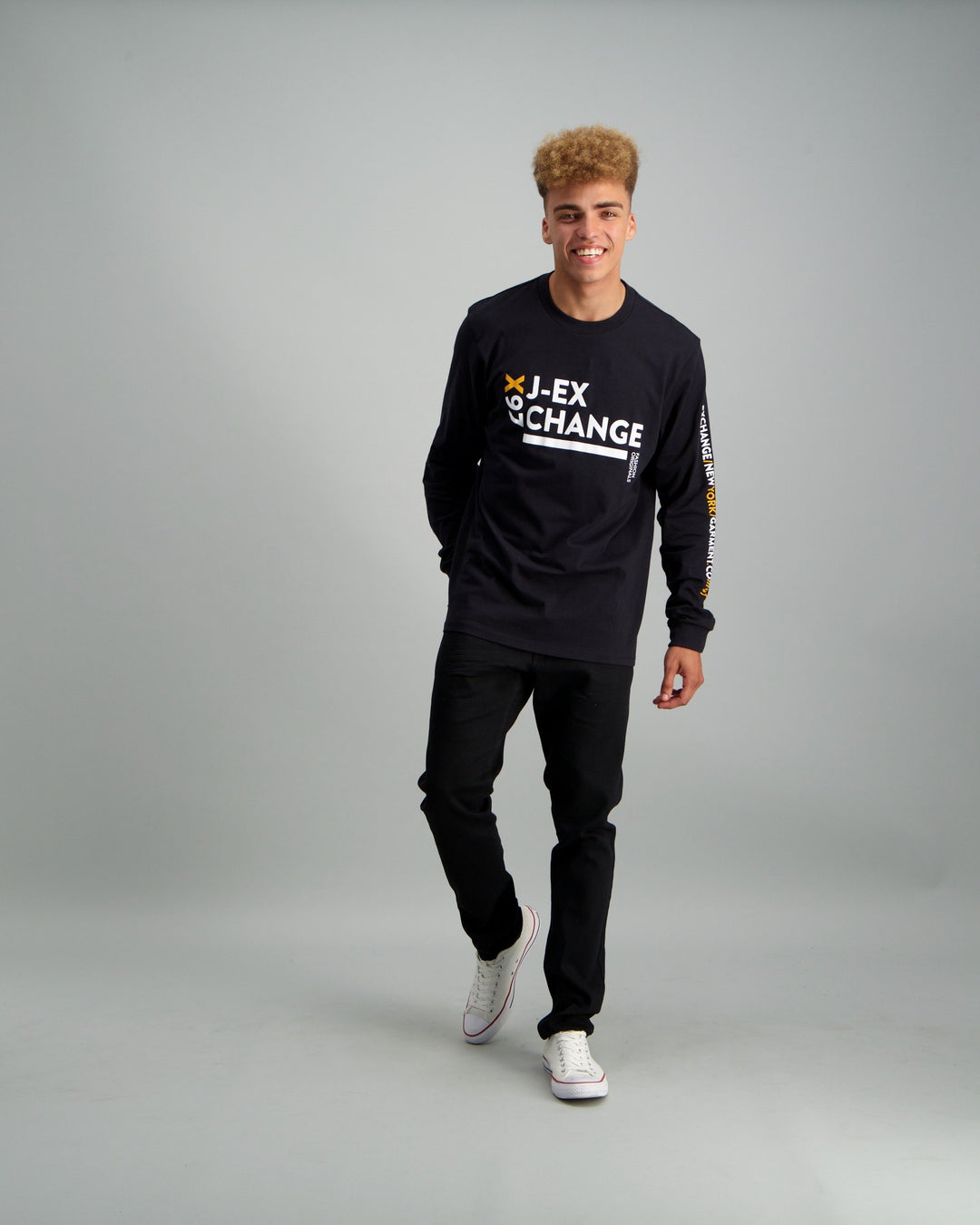 Men's Long Sleeve X87 Print T-shirt - Black