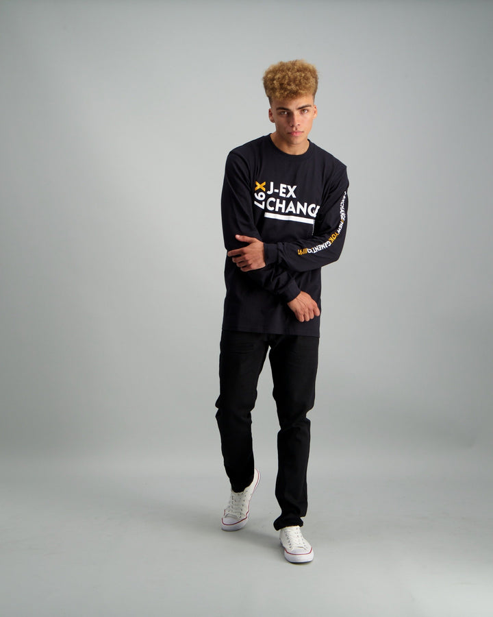 Men's Long Sleeve X87 Print T-shirt - Black