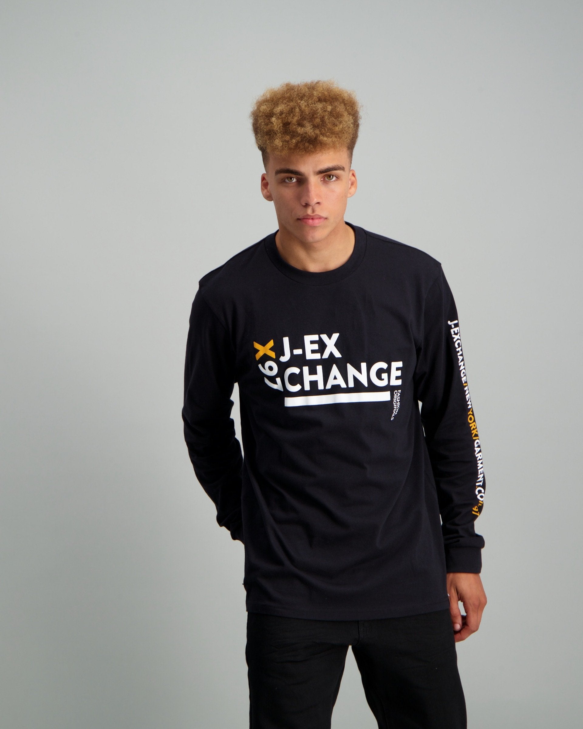 Mens Men's Long Sleeve X87 Print T-shirt - Black – Edgars