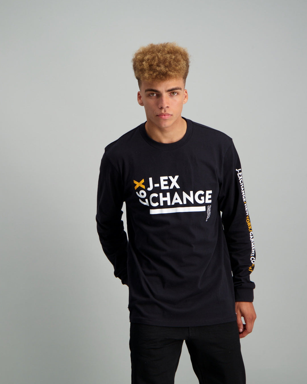 Men's Long Sleeve X87 Print T-shirt - Black