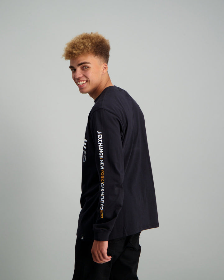 Men's Long Sleeve X87 Print T-shirt - Black