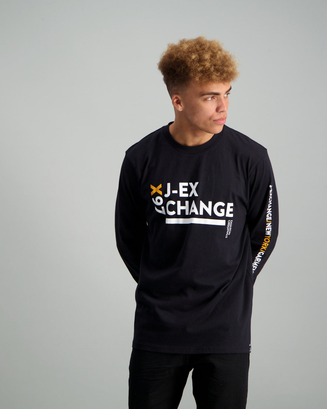 Men's Long Sleeve X87 Print T-shirt - Black