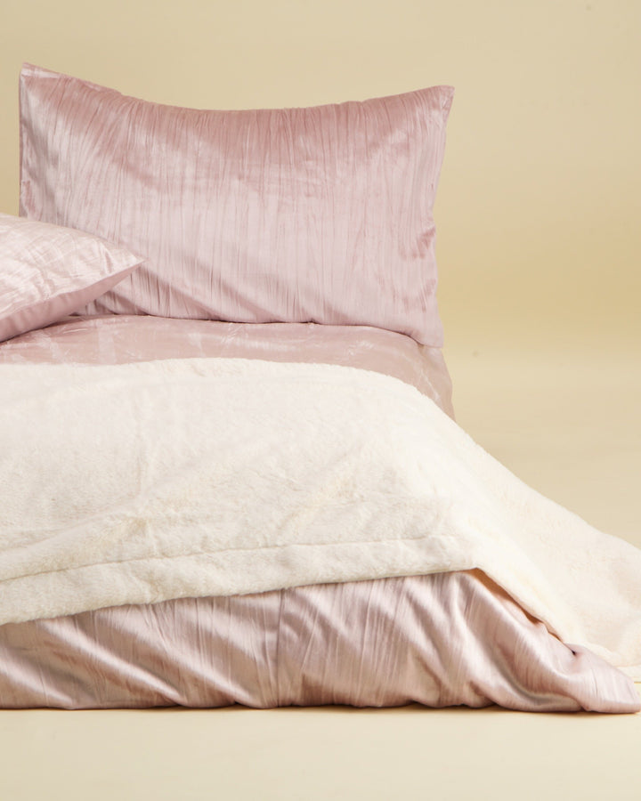 Crushed Velvet Duvet Set - Blush