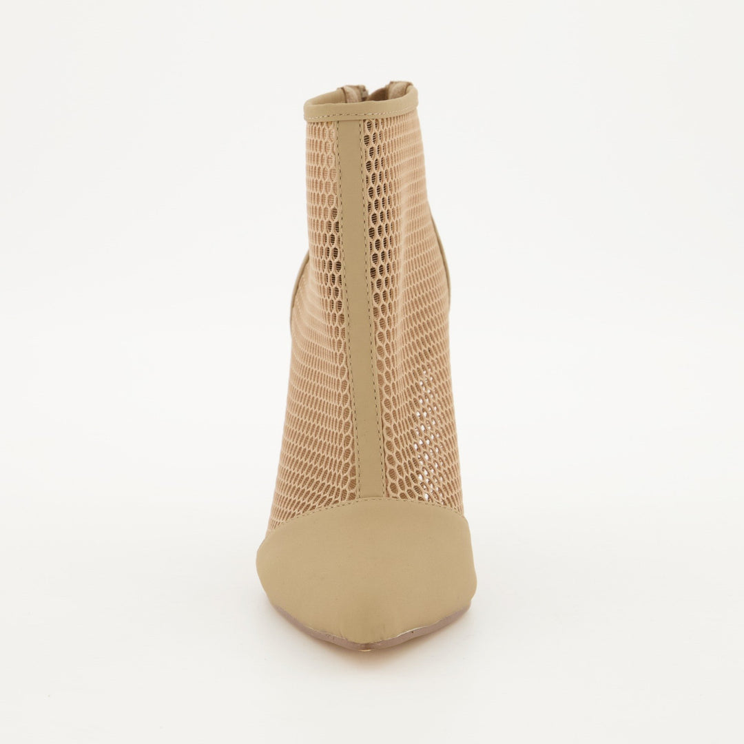 Ladies-Laser Detail Pointy Heel Shoe - Natural