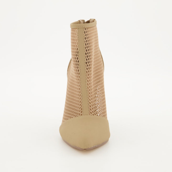 Ladies-Laser Detail Pointy Heel Shoe - Natural