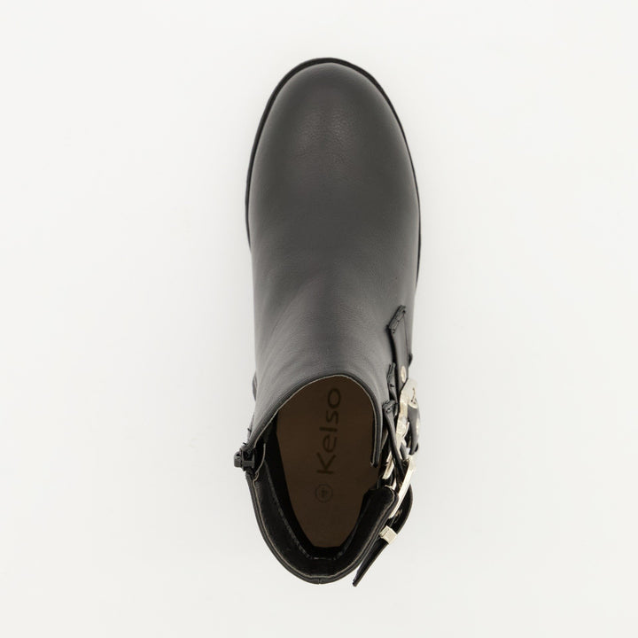 Ladies Multi-Buckle Biker Boot - Black