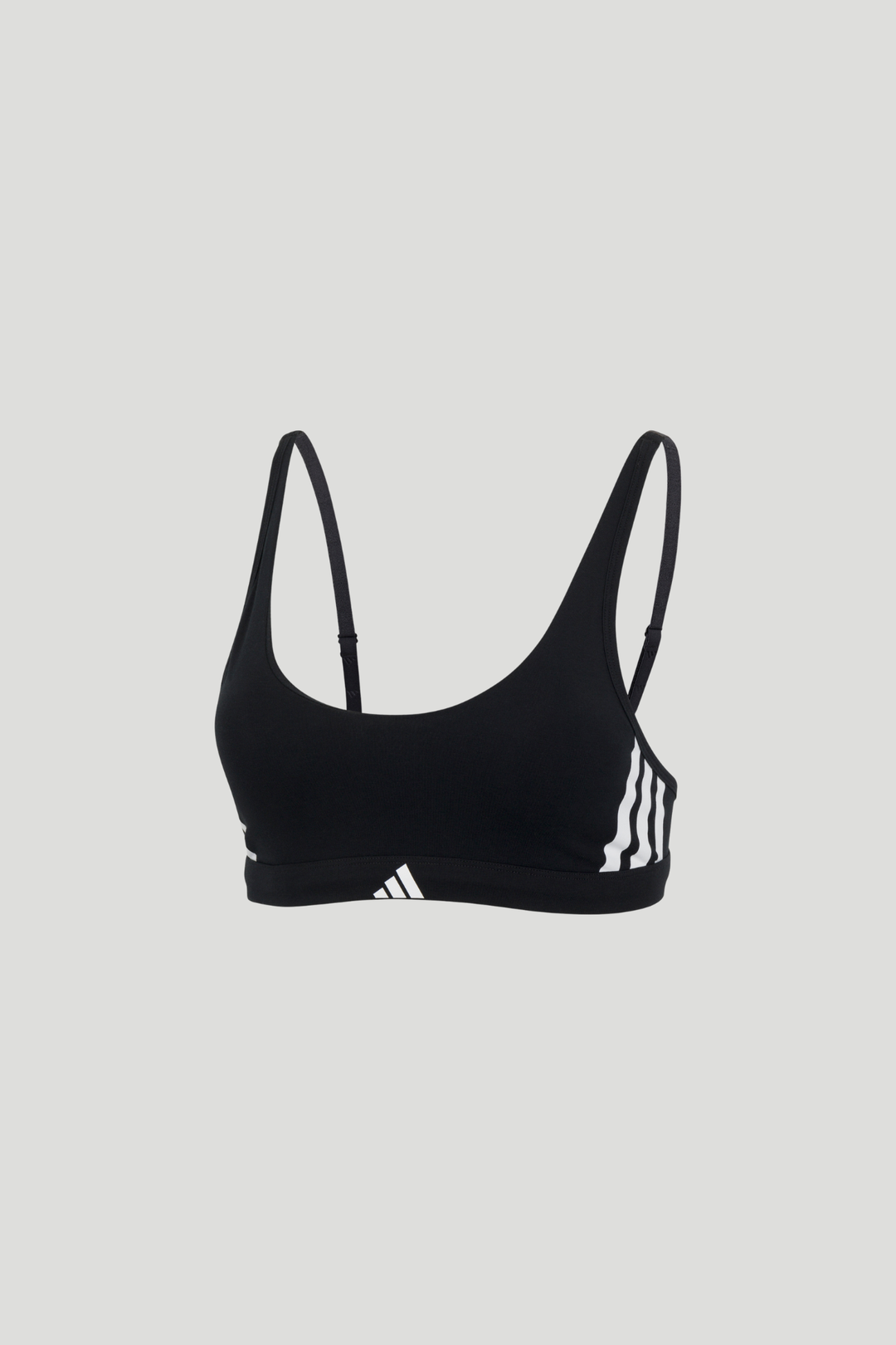 3 Stripe Scoop Bralette - Black