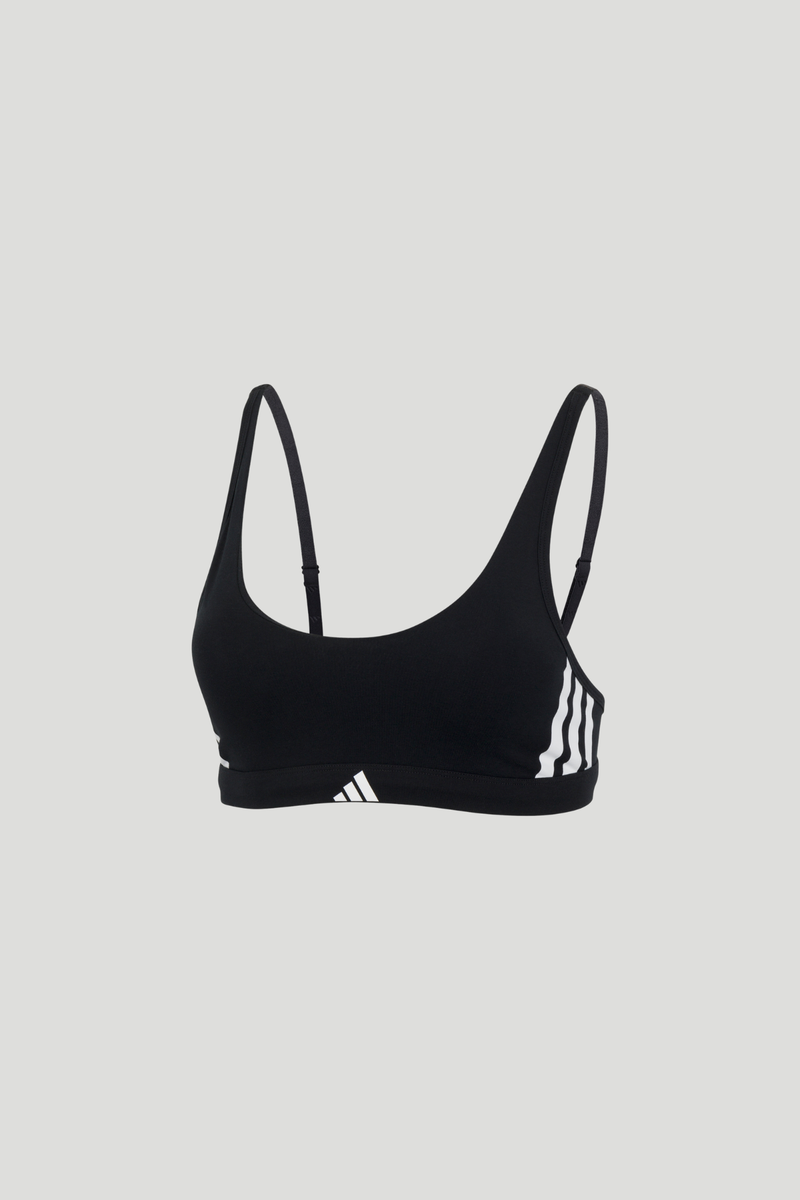 3 Stripe Scoop Bralette - Black