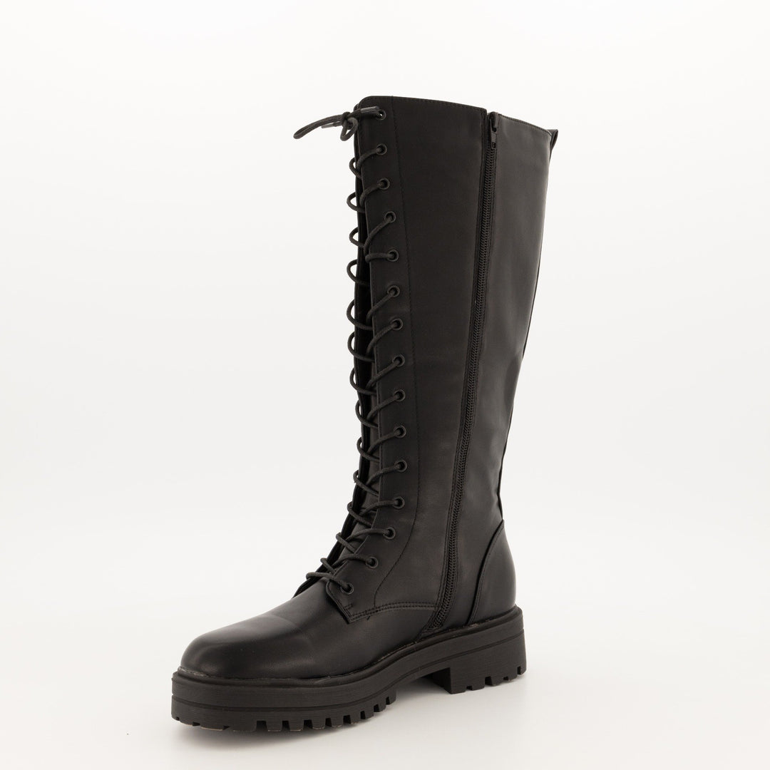 Ladies-Long Chunky Combat Boot