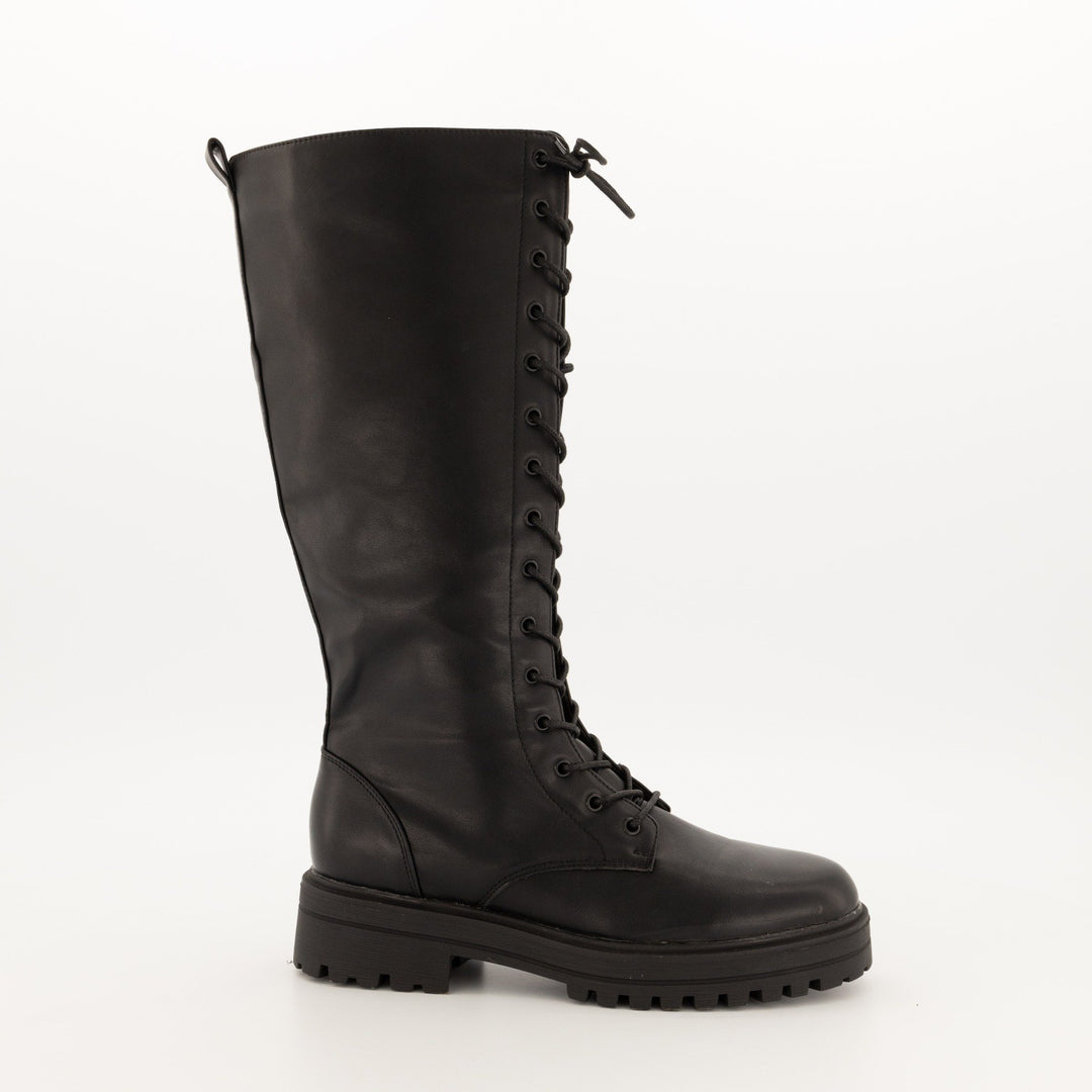 Ladies-Long Chunky Combat Boot