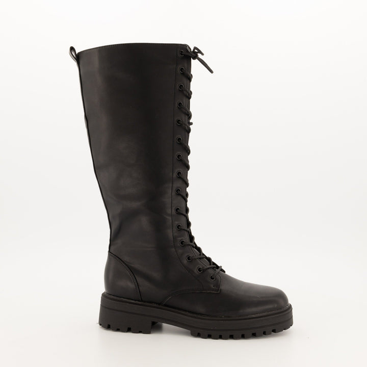 Ladies-Long Chunky Combat Boot