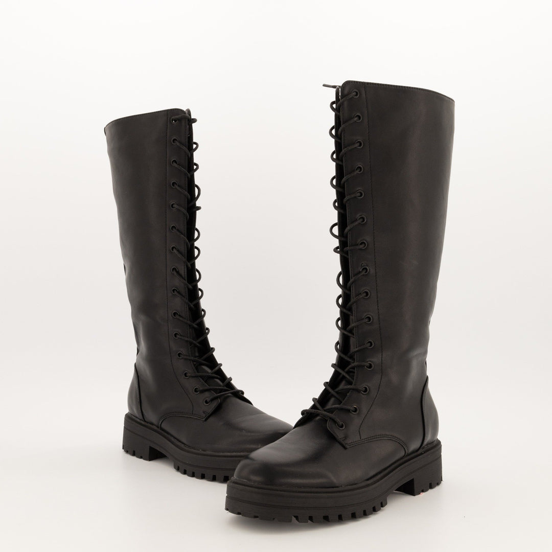Ladies-Long Chunky Combat Boot