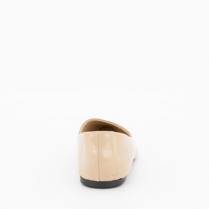 Ladies-Croc PU Pointy Pump - Nude