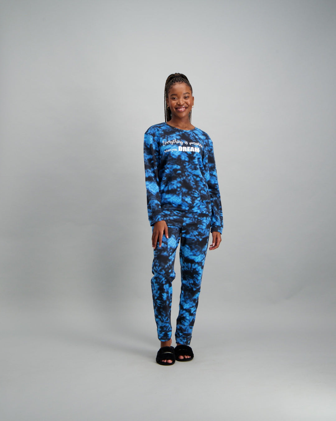 Ladies-Fleece Tie-dye Pyjama Set