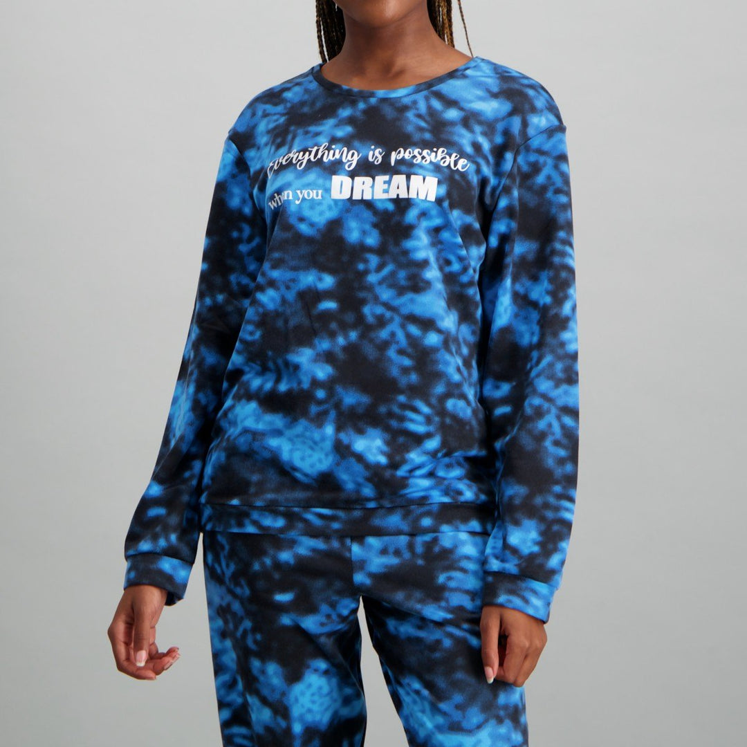 Ladies-Fleece Tie-dye Pyjama Set