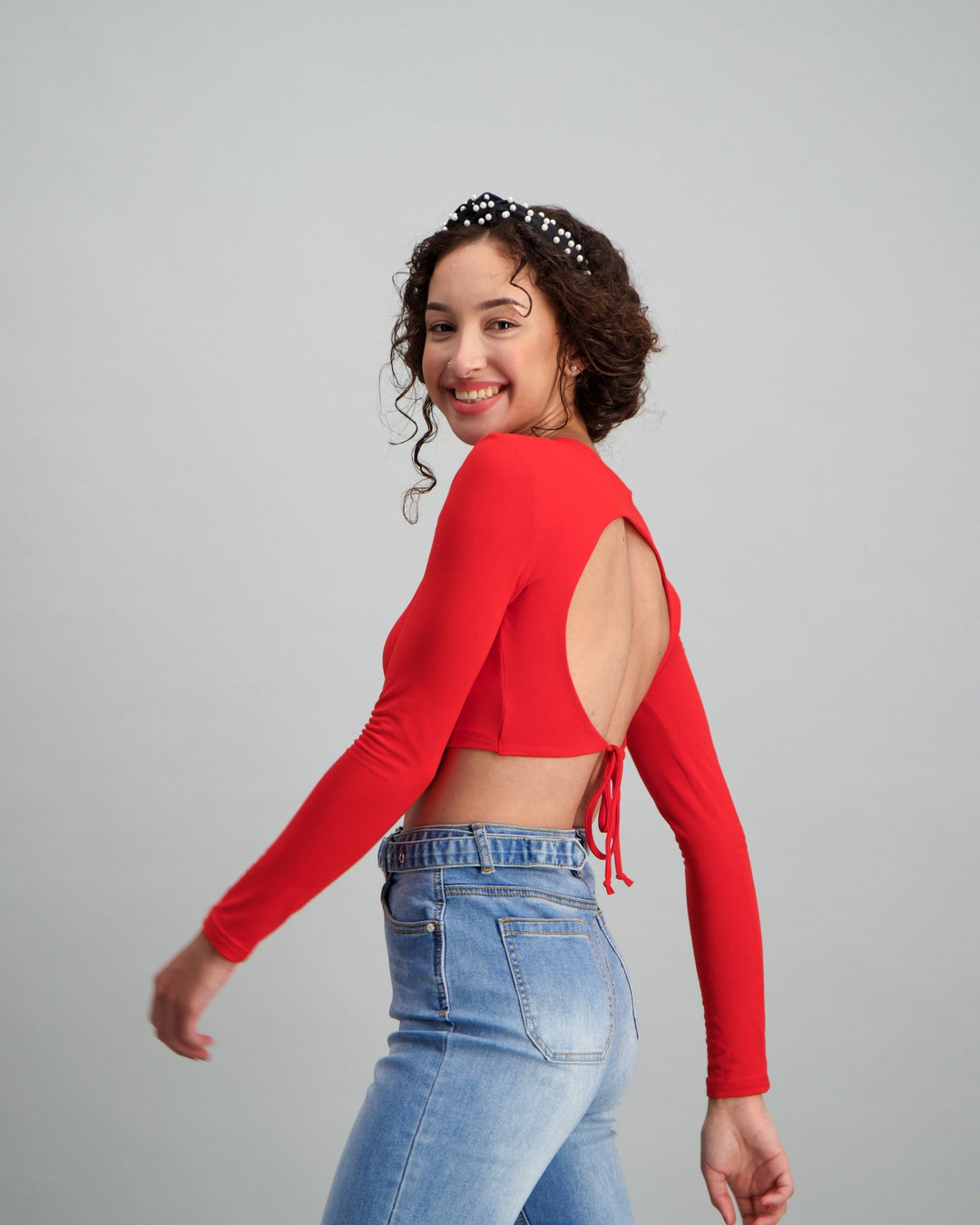 Ladies Open Style Back Top - Red