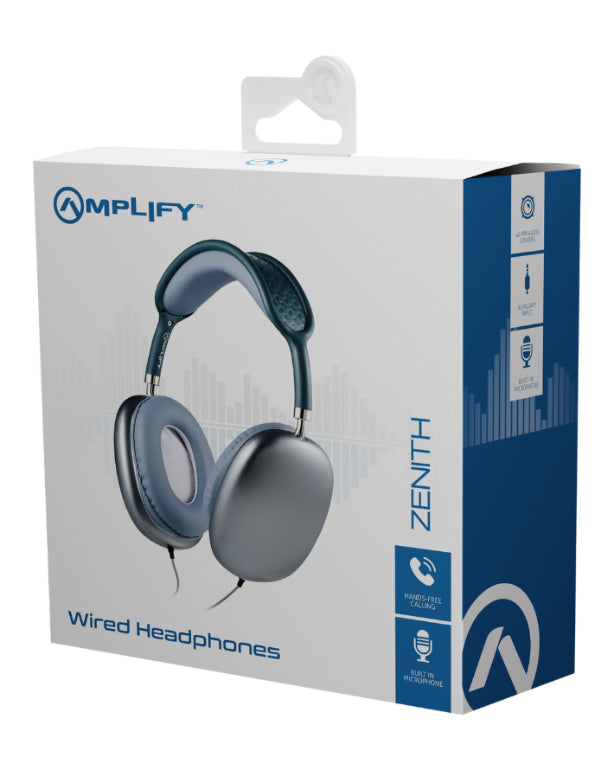 Zenith Series Aux Headphones Blue